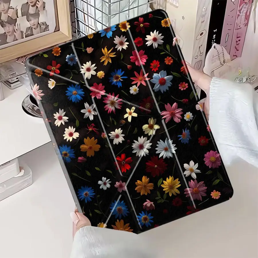 Beautiful Flower Holder Cover Tablet Case For iPad Pro 11th 10th 9th 8th 7th 12.9inch Air 4 5 M3 M2 M4 11inch Mini 6 7 Pro 2025