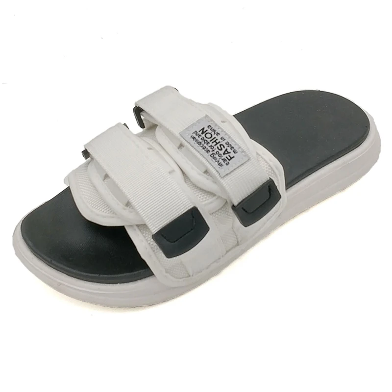 New 2023 Men's Slippers Trendy Summer Magic Tape Outdoor Wear Korean Style Couple Sandals Beach Shoes Anti-slip Flat Sandals