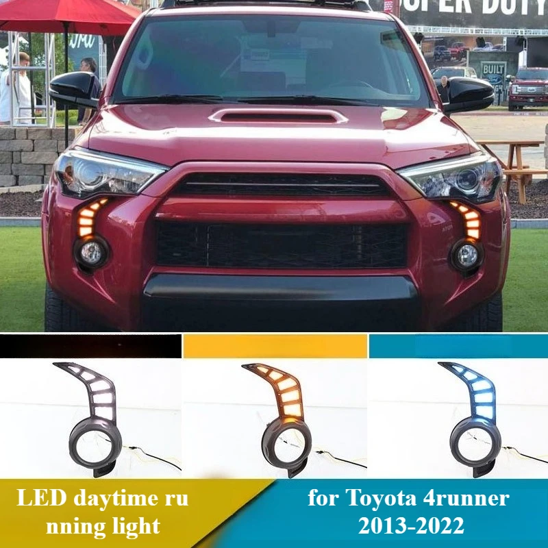 

For Toyota 4runner 4 Runner 2013-2022 LED Daytime Running Light White DRL with Dynamic Yellow Turn Signal Front Bumper Fog Lamp