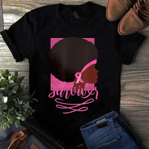 African American Black Woman Survivor Breast Cancer Awarenes Unisex Gift Tshirt