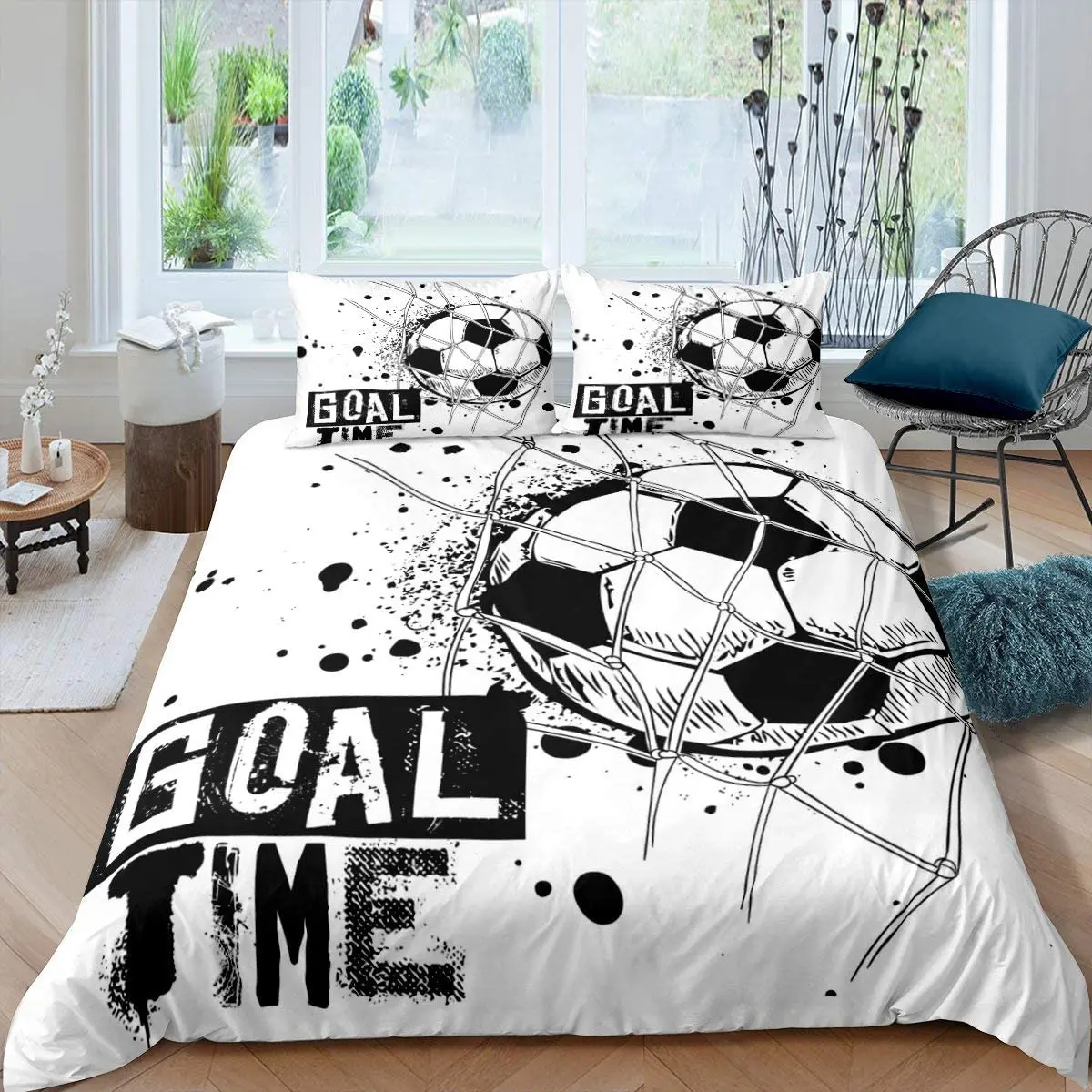 Kids Football Comforter Cover Queen Size American Soccer Bedding Set Sports Duvet Cover for Boys Girls Children Bedspread Cover