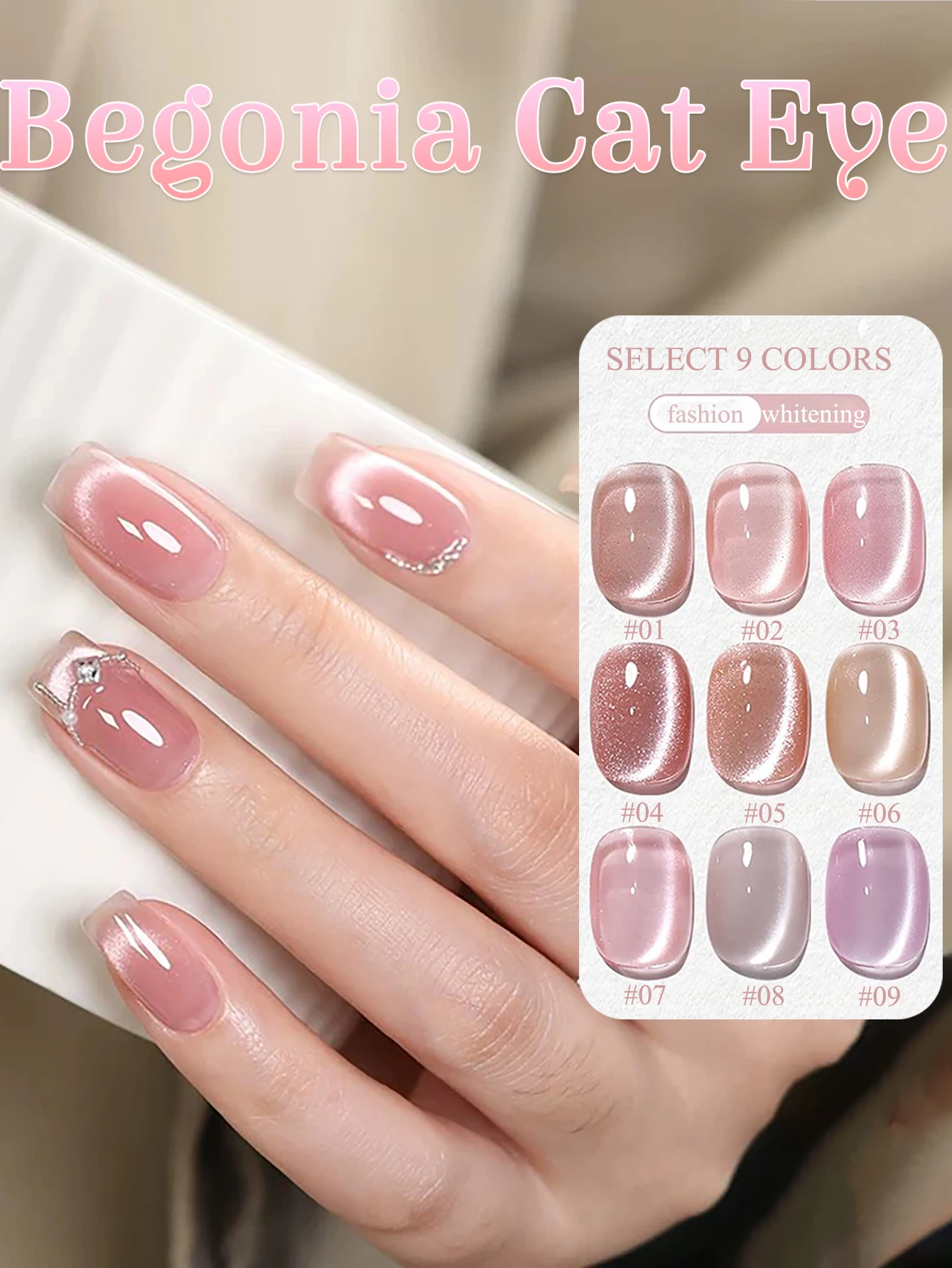 

TC Ice Transparent Nude Pink Cat Eye Gel Nail Polish 2025 Spring Summer New Porcelain White Flash Water Light Glass Bead Nail