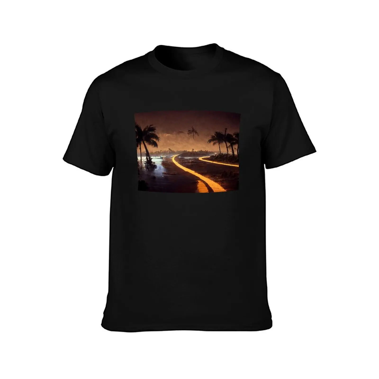 Broken Road To Fantasy Island / Abstract And Surreal Unwind Art T-Shirt Basic Short Sleeve for Men T-Shirt