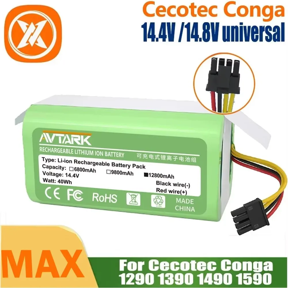 

14.4V 6800mAh Li-lon Battery For Compatible with Conga for Cecotec Conga 1290 1390 1490 1590 vacuum cleaner Replacement battery