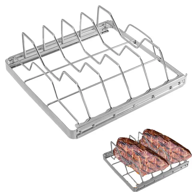 

Стойка для гриля и барбекю, антипригарная подставка из нержавеющей стали для сетки и стейка, для гриля, аксессуары для барбекю на открытом воздухе