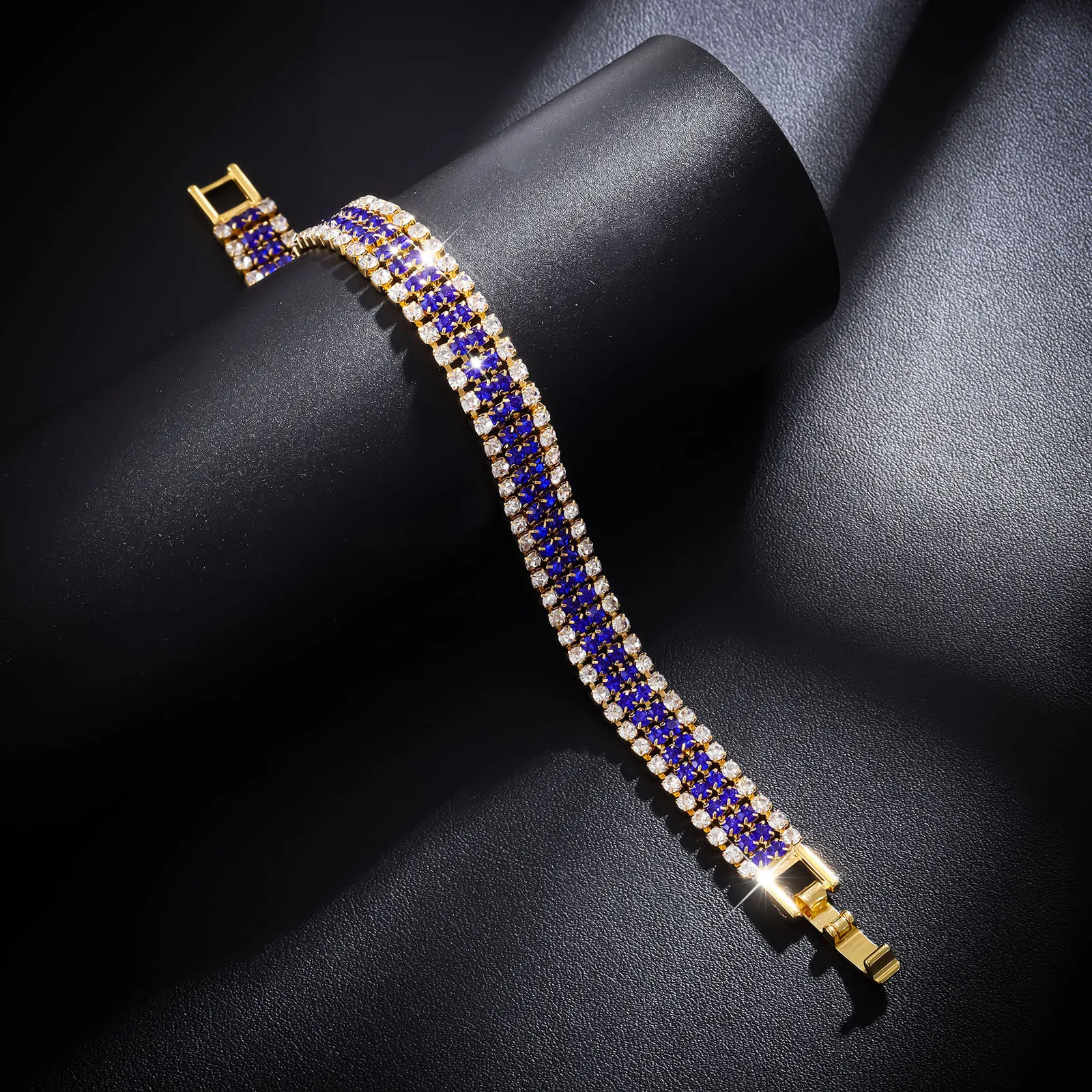 Luxury Roman Crystal Bracelet For Women Multicolor Luxury Full Rhinestone Claw Chain Hip hop Trend Personality Bracelet Jewelry