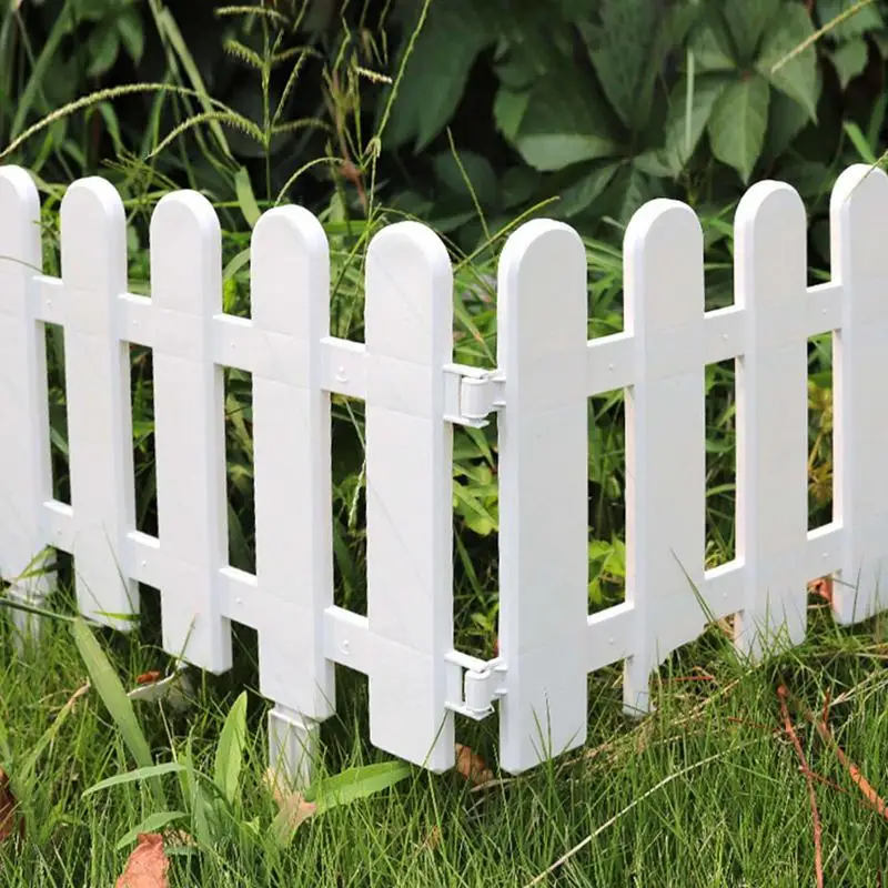 4PCS Garden Fencing Plastic White Fence Border Garden Landscape Edging Garden Border Edging Disassembled Garden Lawn Plant