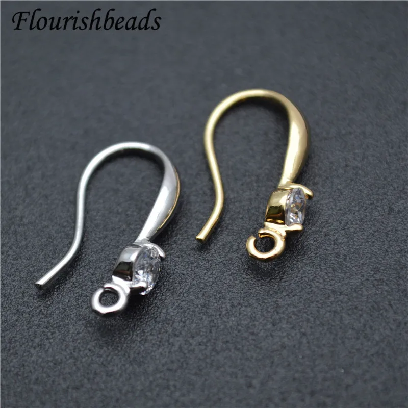 30pc Good Quality 4mm Crystal Shiny CZ Paved Fishwire Earring Hooks