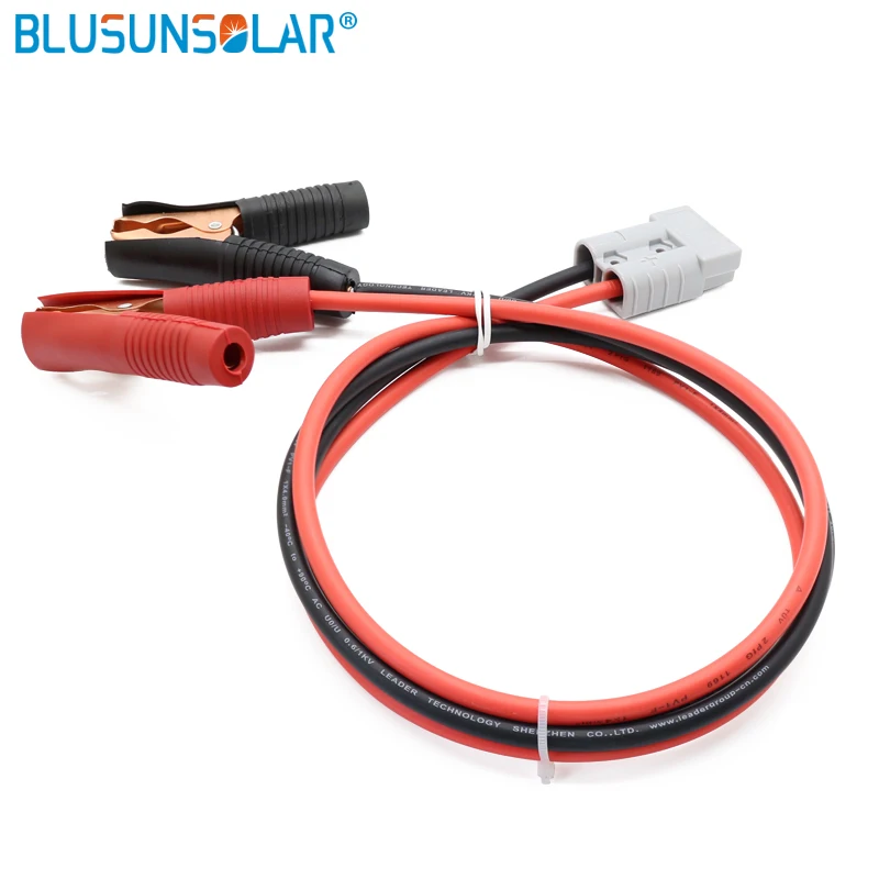 1m 2m 4mm2 Red Black Solar Cable with Battery DC Power Connector 50A 600V and Alligator Clip Connect Portable for Solar Panel