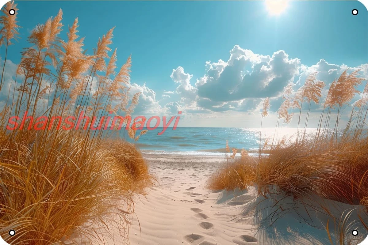 beach sand sea ocean Tin Sign 8 x 12 Inches Man Cave Wall Decor Art Bar Pub Metal Signs 1pc sign