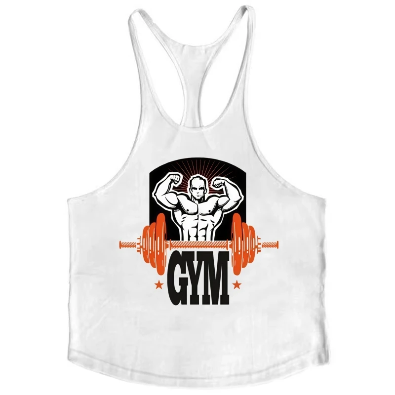 قميص بدون أكمام للياقة البدنية للرجال، قماش قابل للتنفس من القطن الناعم بدون أكمام، قميص على شكل حرف Y من الخلف لتدريب كمال الأجسام وصالة الألعاب الرياضية