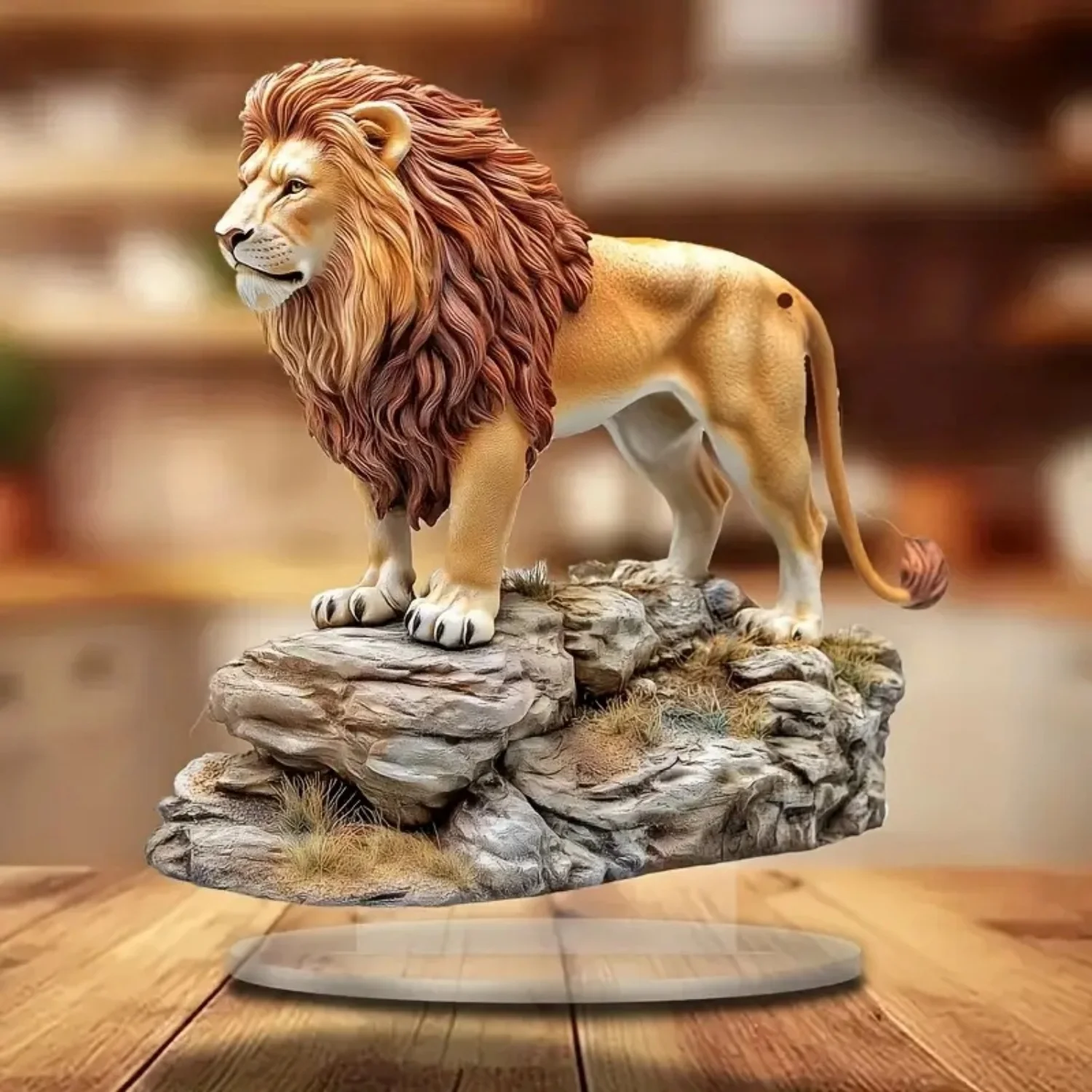 Male Lion Statue,2D Flat Animals Acrylic Figurine,Home,Office,Cafe,room,display Case,Table Ornament Desktop Decor Kit Gift