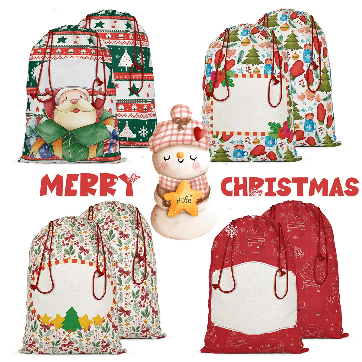 Sublimation Blanks for DIY Christmas Stocking, Cartoon Rabbit, Animal Christmas, Christmas Eve Box, First Christmas Gift