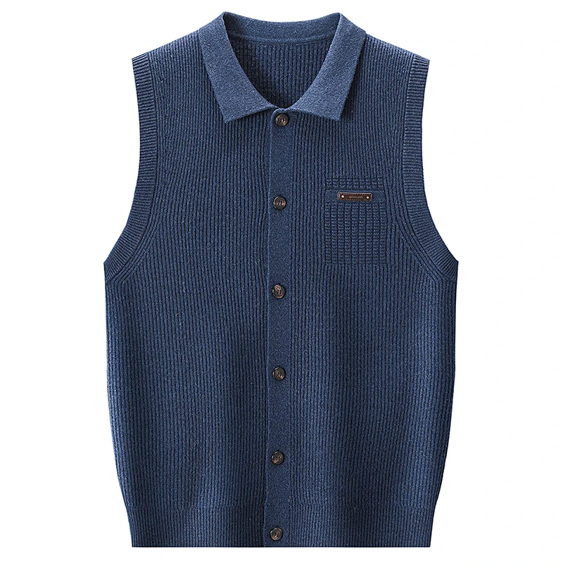 100% Sheep Wool Cardigan 2025 Autumn Trendy Men Single Breasted Knit  Vest Sleeveless Cashmere Wool Sweater Male Knit Waistcoat view 6