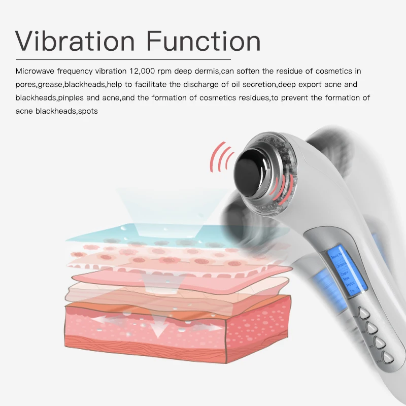 Ultrasonic High Frequency Massager Facial, Sistema de Renovação Da Pele, Beauty Care Tool, Ion LED Photon, Handheld Pessoal, 5 em 1