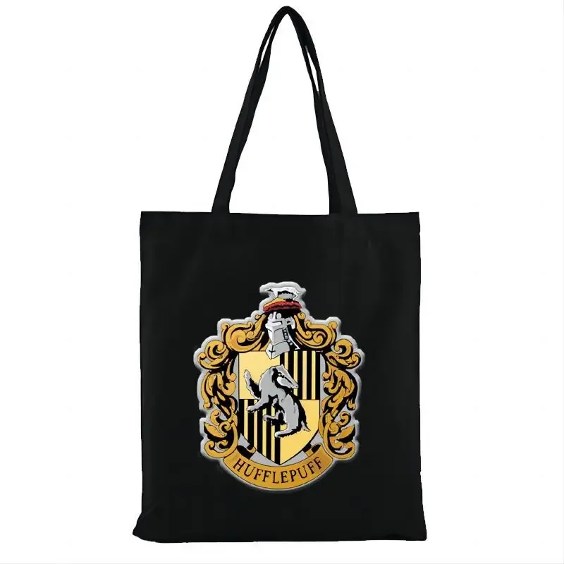 Hogwarts Badge Canvas Tote Bags Anime Harry Potter Shoulder Bags Cartoon Large-capacity Storage Bags Reusable Handbags Gifts