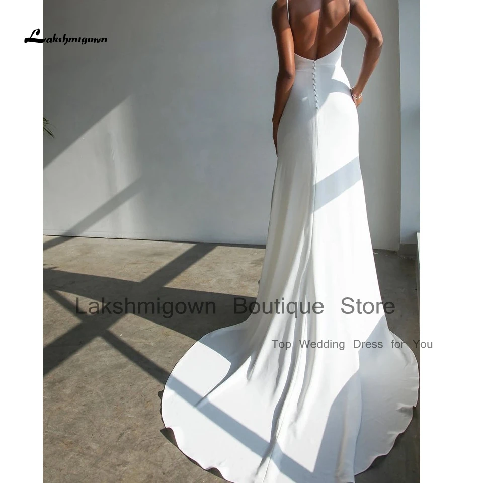 Yanshmigown-Robe de mariée de plage blanche simple, dos nu, patients sexy, quel que soit le côté fendu, 2025