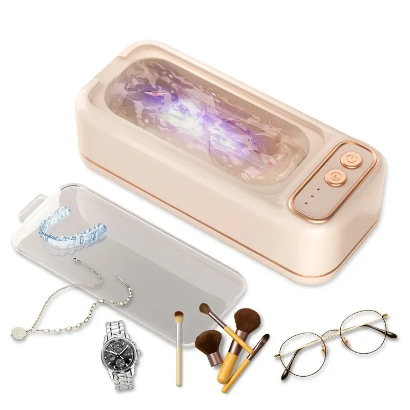 Máquina de limpeza ultrassônica portátil, limpador de viagem, carregamento usb, vibração de alta frequência para óculos de relógio de joias