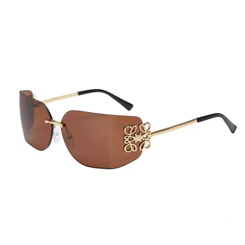 高級リムレス曲面ミラーサングラス ファッション 個性 Y2K スパイスガール ミレニアム風 オンラインセレブ ジョーカーサングラス