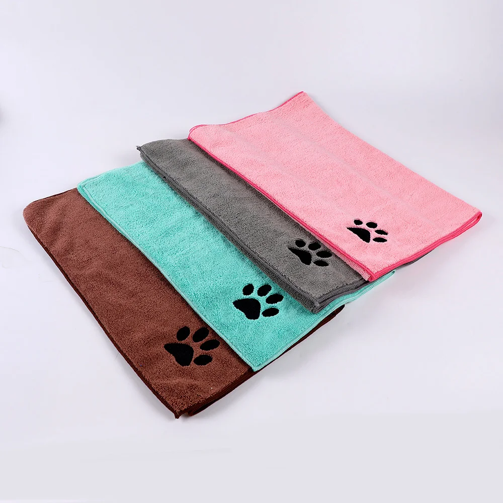 Pet-Specific Absorbent Towel - Quick-Drying Bath Towel for Dogs & Cats, Soft Microfiber Towel with Embroidery Patterns,