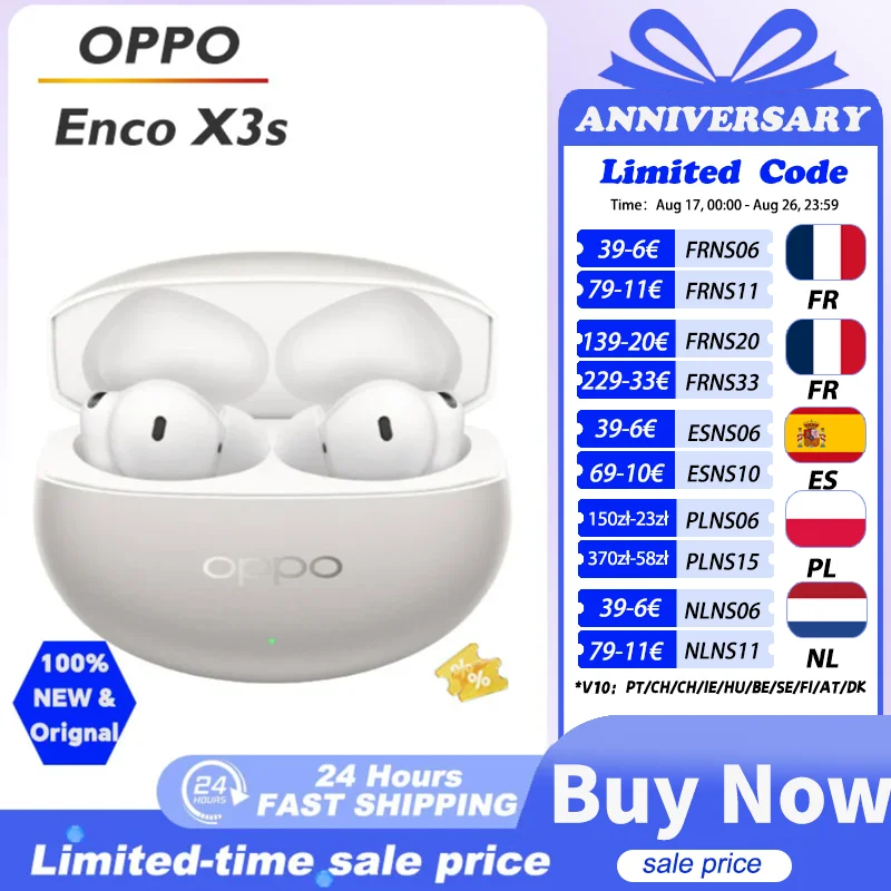 OPPO Enco X3s True Wireless Noise Cancelling Kopfhörer mit bis zu 45 Stunden Wiedergabezeit, klarem Sprachunterhalt, Bluetooth 5.4, LHDC 5.0, IP55