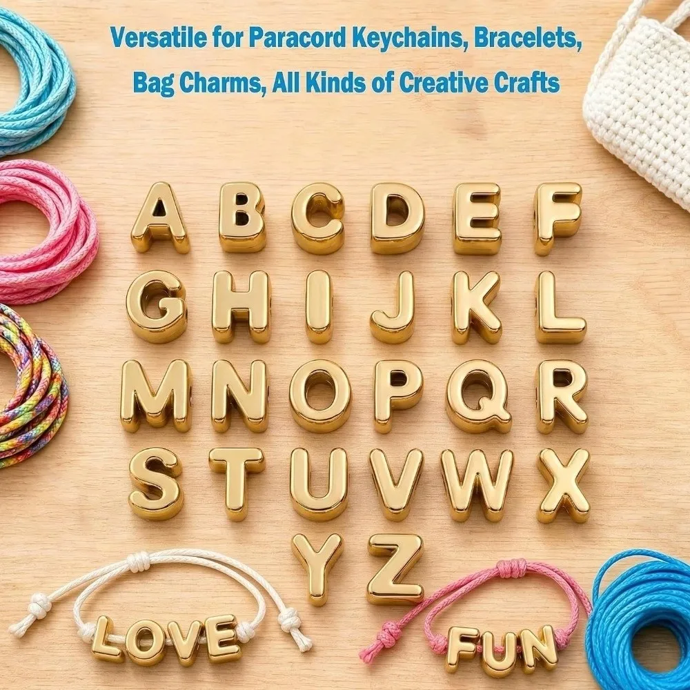 26PCS Marble Texture Acrylic Letter Beads Colored Transparent DIY Craft Beads Large Hole Loose Bead Name Bracelet Beads
