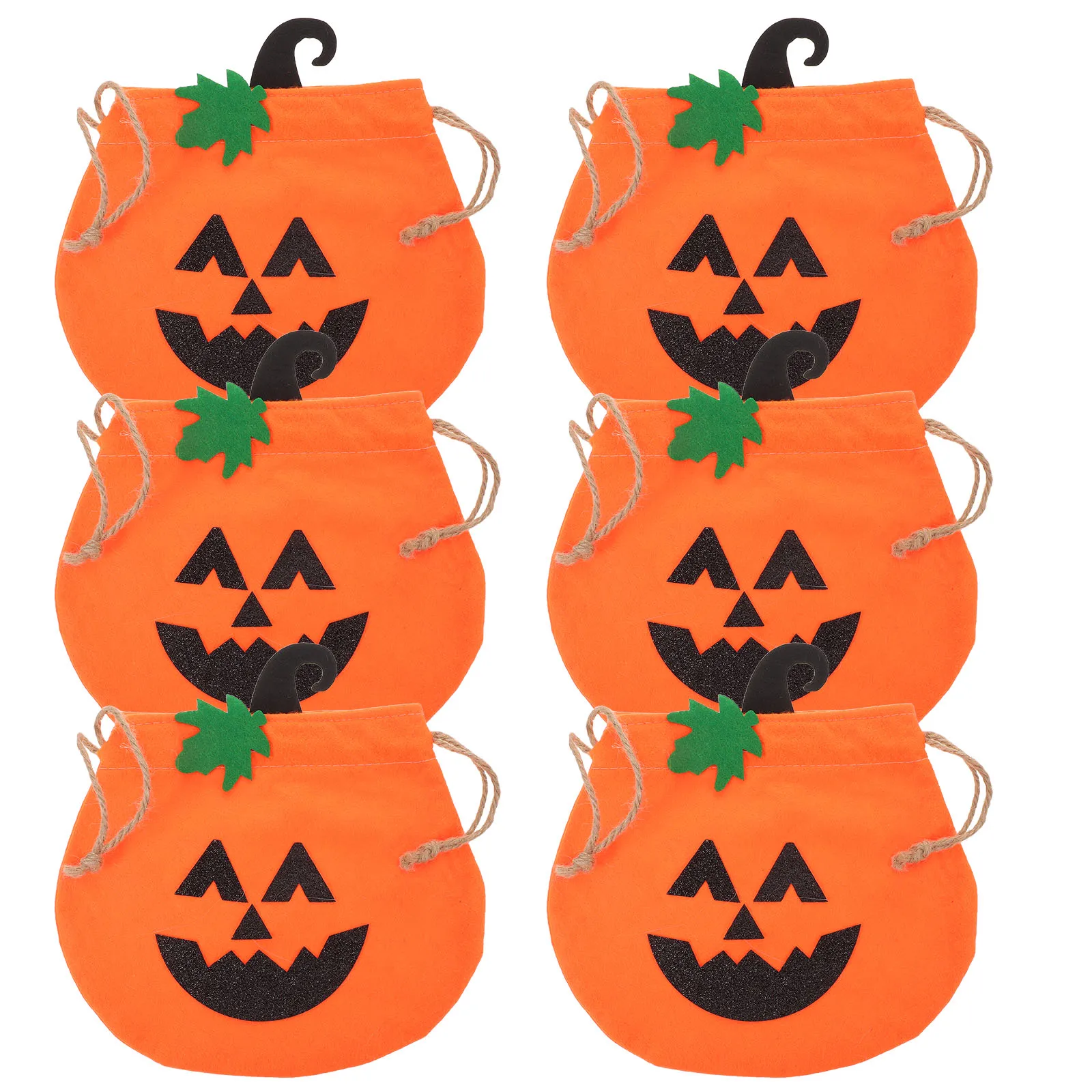 

6Pcs Pumpkin Treat Bags Halloween Pumpkin Candy Tote Reusable Handheld Bags for Kids Party Favors Fall