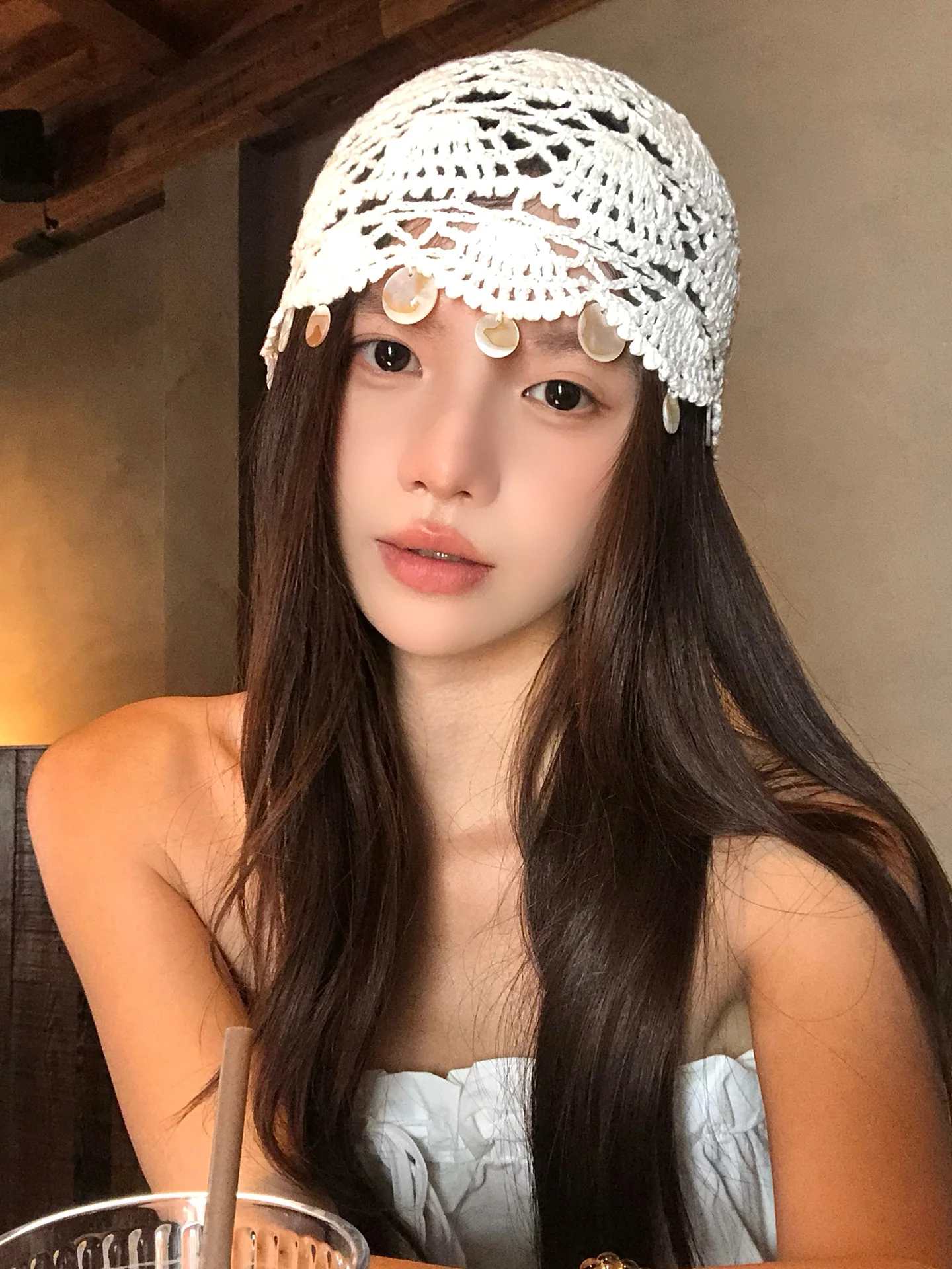 2026 New Handwoven  Decorated Knitted Headcap Women's Summer Ethnic Tassel Hollow out Overhead Hat Casual Style Unisex