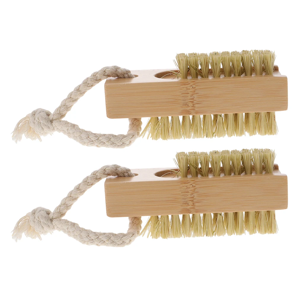 

2pcs Nail Cleaning Brush Sisal Wooden Manicure Under Nails Dust Fingernail Toenail Scrubber Soft Bristles Ergonomic H