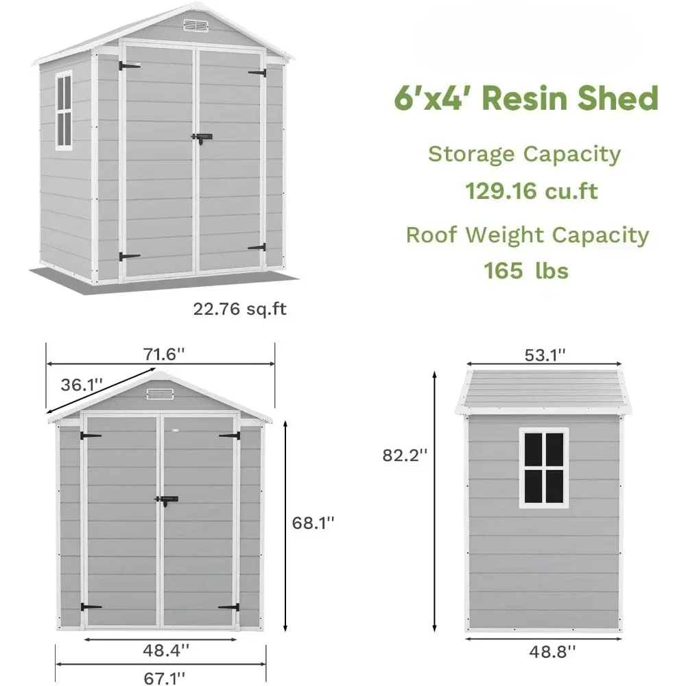 Outdoor Storage Shed-Perfect To Store Patio Furniture, GardenTools Bike Accessories, Lawn Mower 6x4 FT