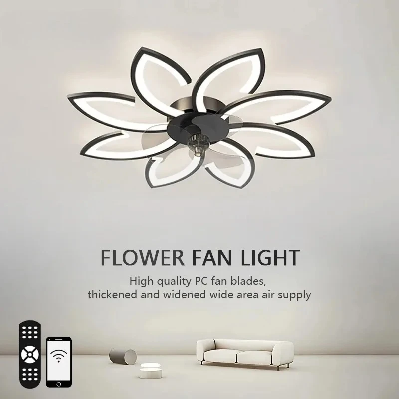 LED Ceiling Fan Light Smart APP Remote Control Strong Wind Silent Fan Lamp Bedroom Dining Room Living Room Home Electric Fans