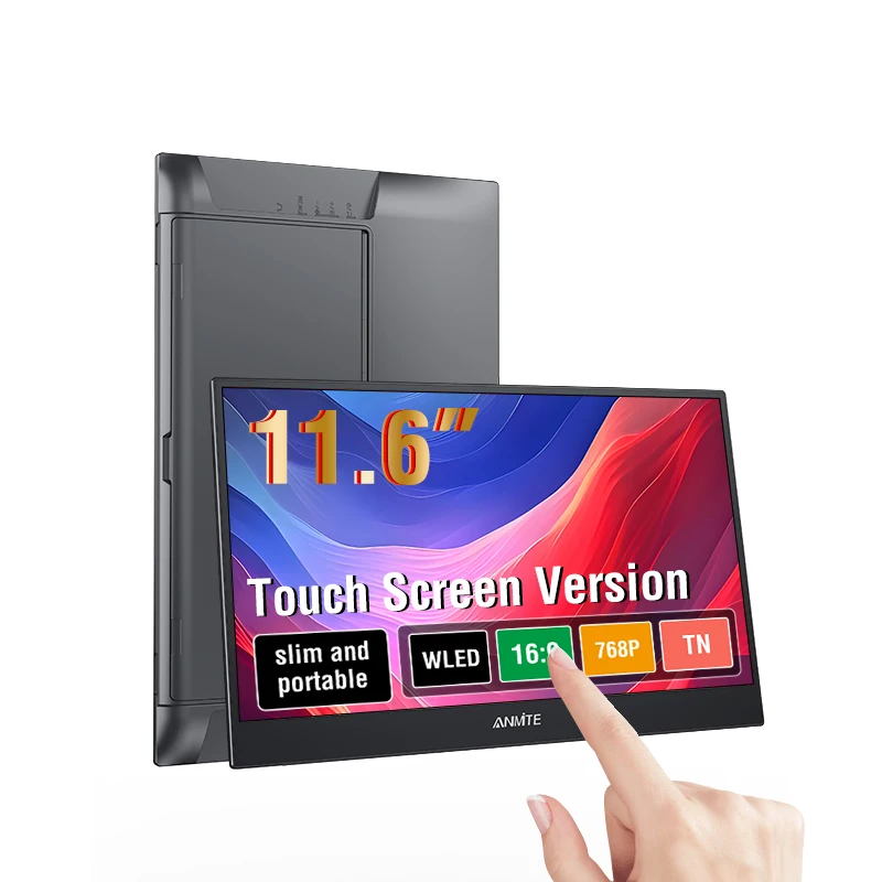 Anmite 11.6-Inch Portable Touch Monitor 768P HDR 16:9 Non-touch Optional For Xbox PS5 PS4 Switch Cell Phone PC Laptop Extensio