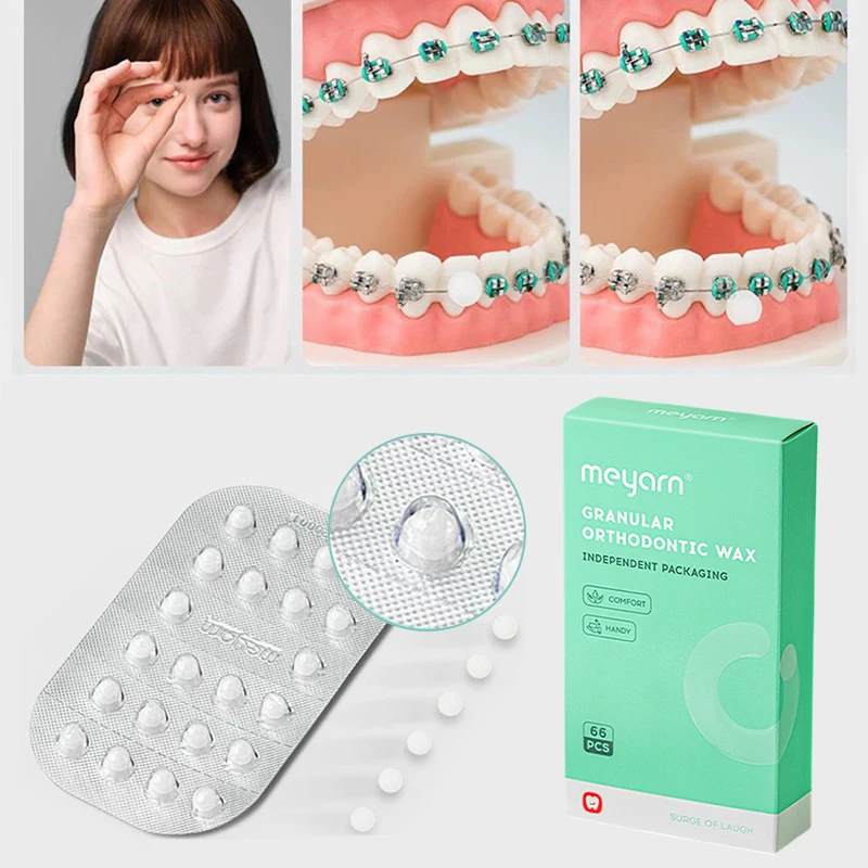 

66 шт./кор. для брекетов, воск, пищевая упаковка, прозрачный стоматологический воск в горошек, износостойкий портативный гранулированный ортодонтический защитный воск