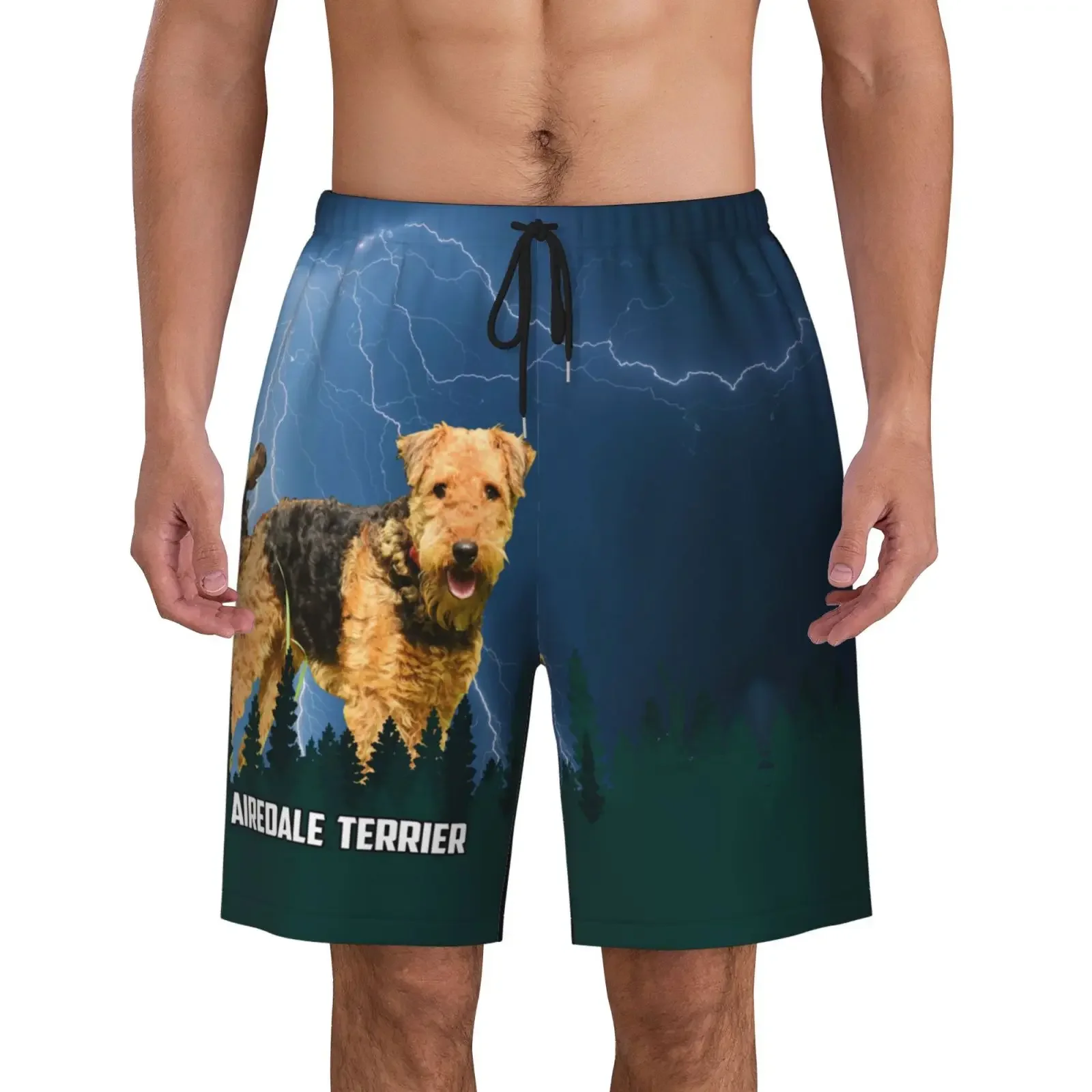 

CLOOCL пляжные шорты Airedale Terrier шорты с 3D принтом собаки модные мужские шорты эластичные шнурки праздничные спортивные шорты
