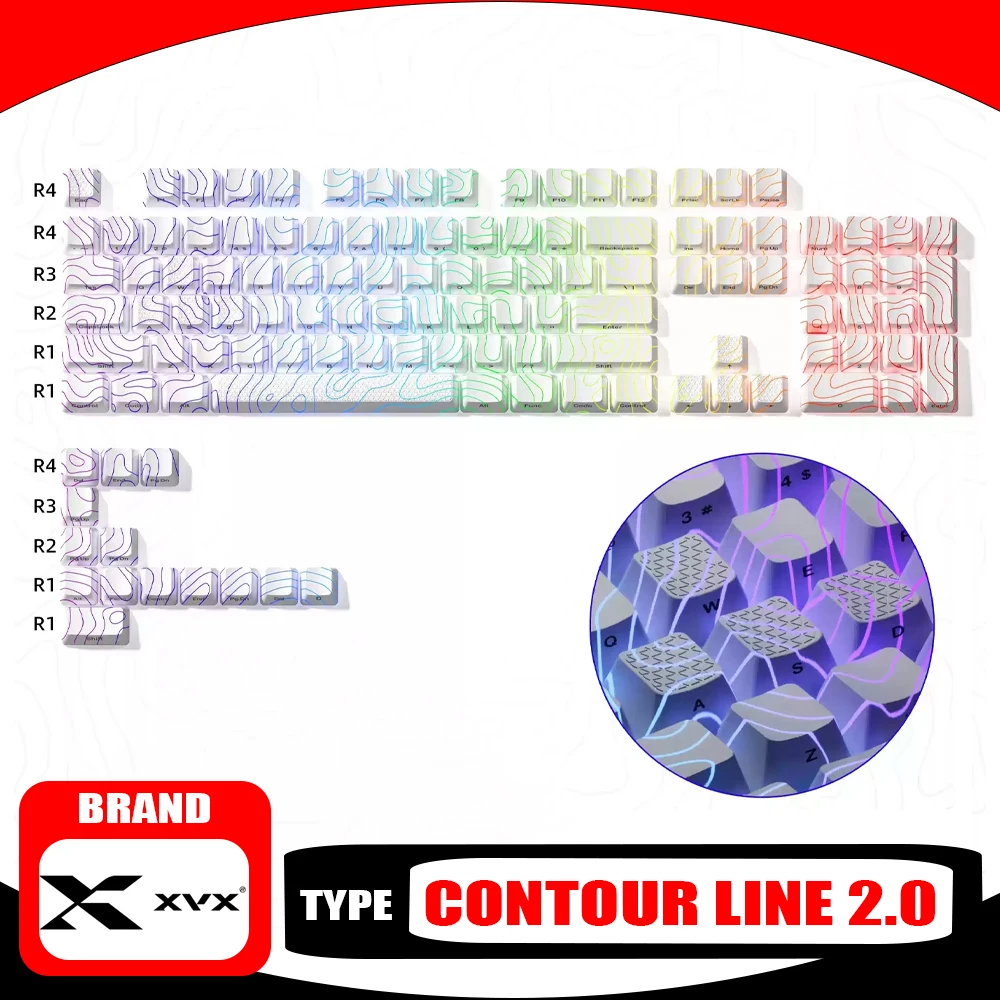 

Xvx Contour Line 2,0 Keycap прозрачная боковая резьба Imd механическая клавиатура под заказ Keycap Hot-Swap 3d Matte Wooting Pc Game