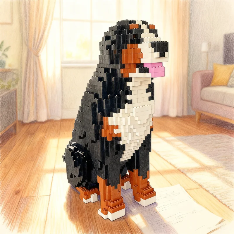 

2600pcs MOC Dog Bernese Mountain Sculptures Model Building Blocks Creative Gift DIY Display Decor Adult Premium Kids Desk Home