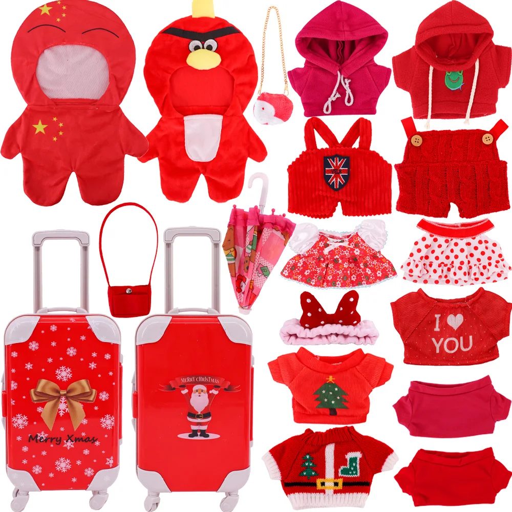 Accessori per vestiti per bambole anatra serie rossa per peluche da 30 cm Lalafanfan Peluche ripiene per animali Giocattolo regalo di Natale, vestito per bambole Kawaii