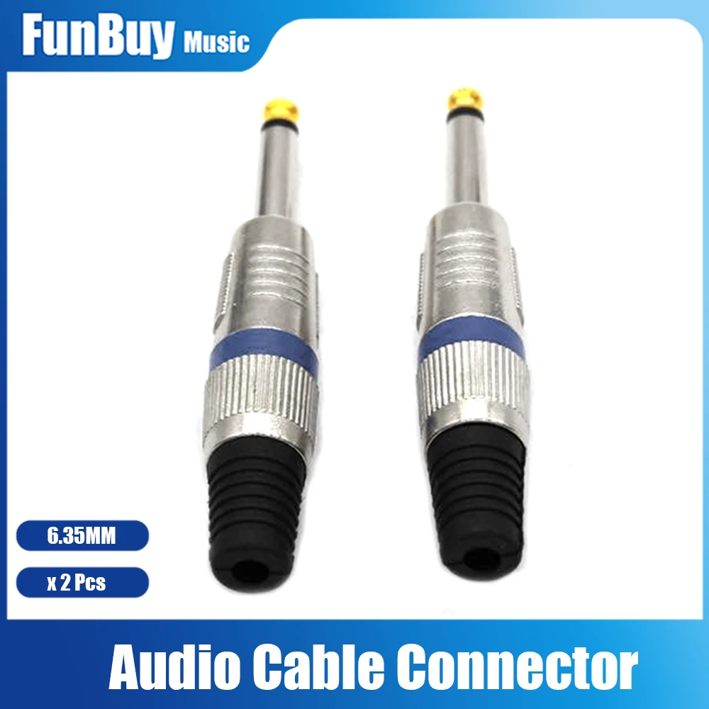 2pcs 6.35mm Guitar Audio Cable Connector Mono Jack 6.5 Amplifier Microphone Plug 6.5mm Mono Sophomore Core