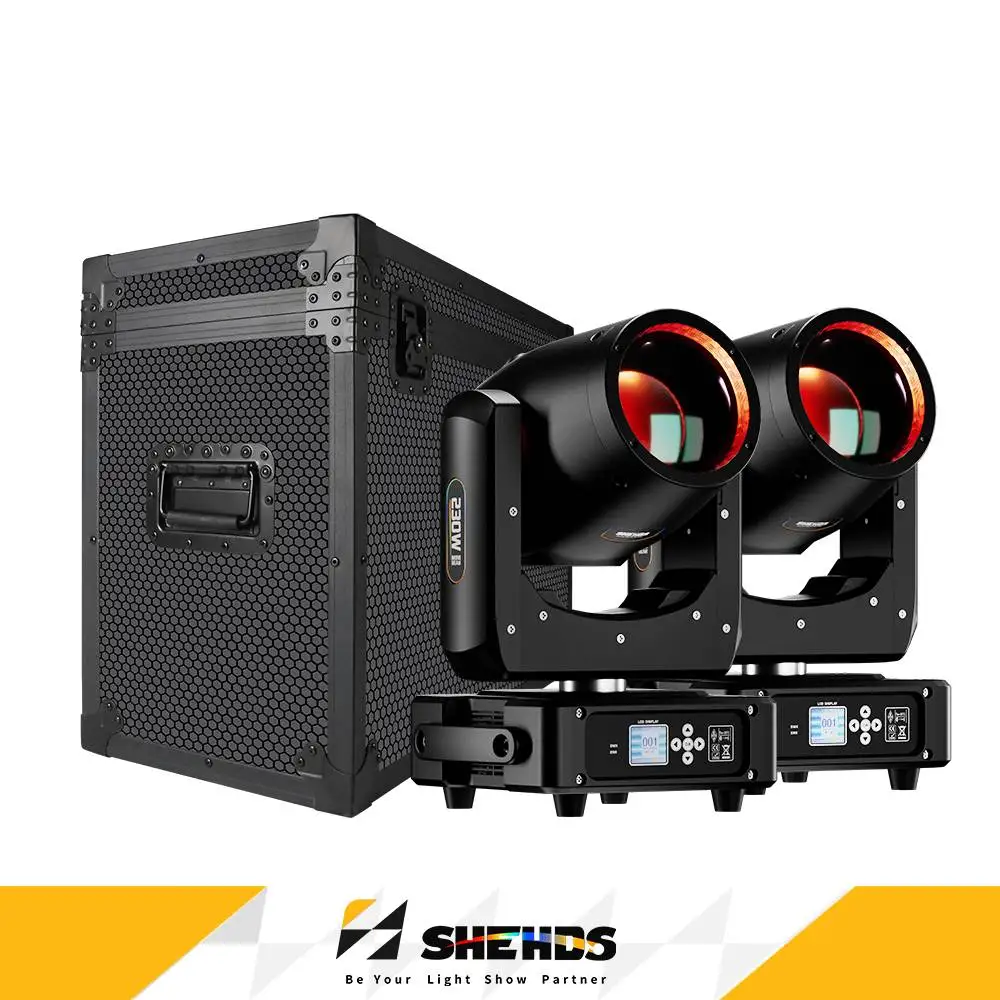 

Быстрая доставка SHEHDS, 2 шт., лампа MINI 230 Вт, 7R, луч, освещение с подвижной головкой и кейсом, Радуга, свадьба, ночной клуб, театр, дискотека