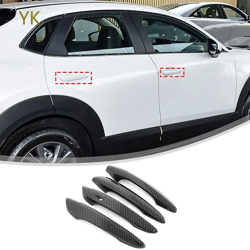 

For Mazda CX-30 2020-2024 Car Accessories ABS Carbon Fiber Car Door Handle Covers Trim