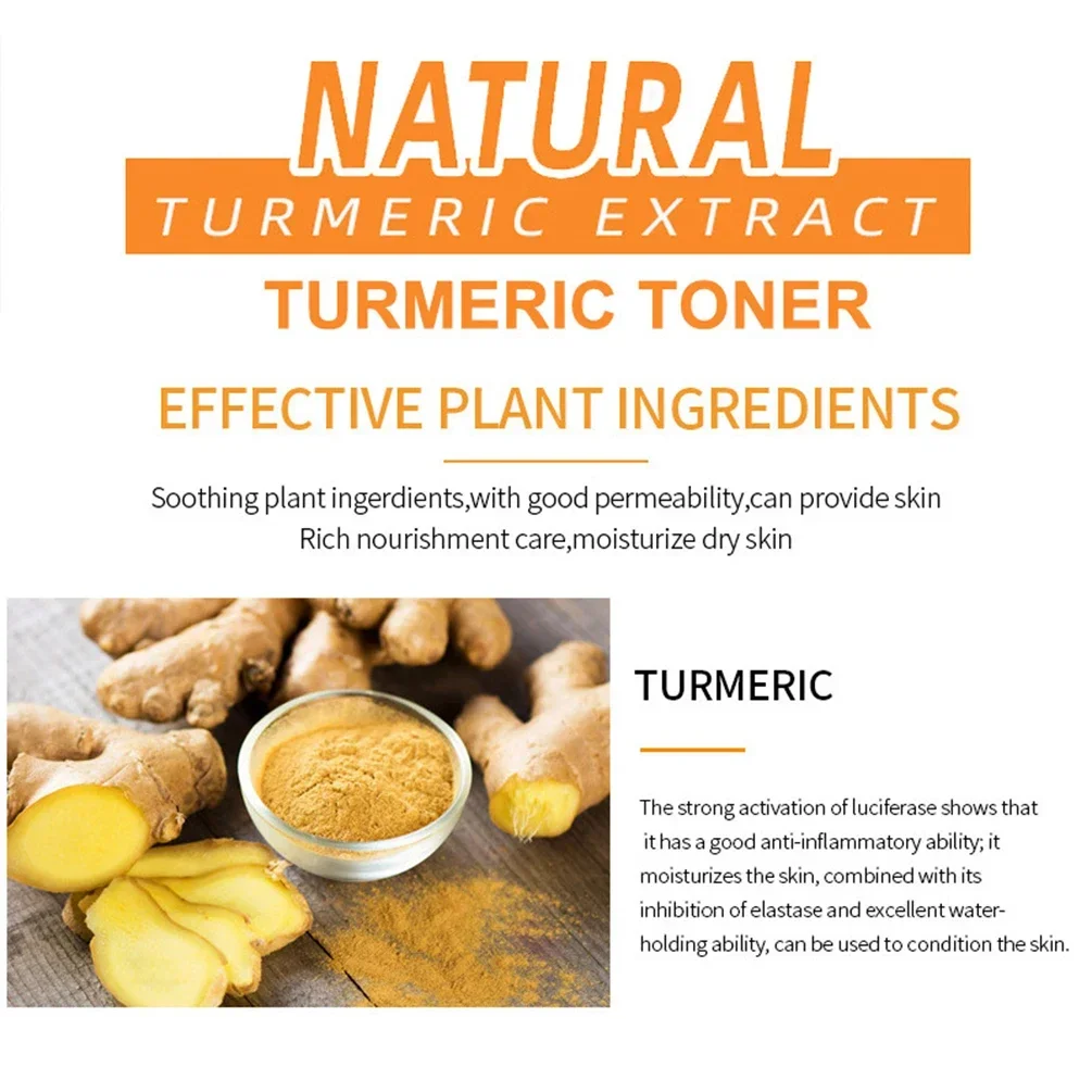 Private Label 100ml Turmeric Face Toner Custom Logo Nourish Brighten Hydrating Balance Even Skin Anti-Aging Makeup Wholesale