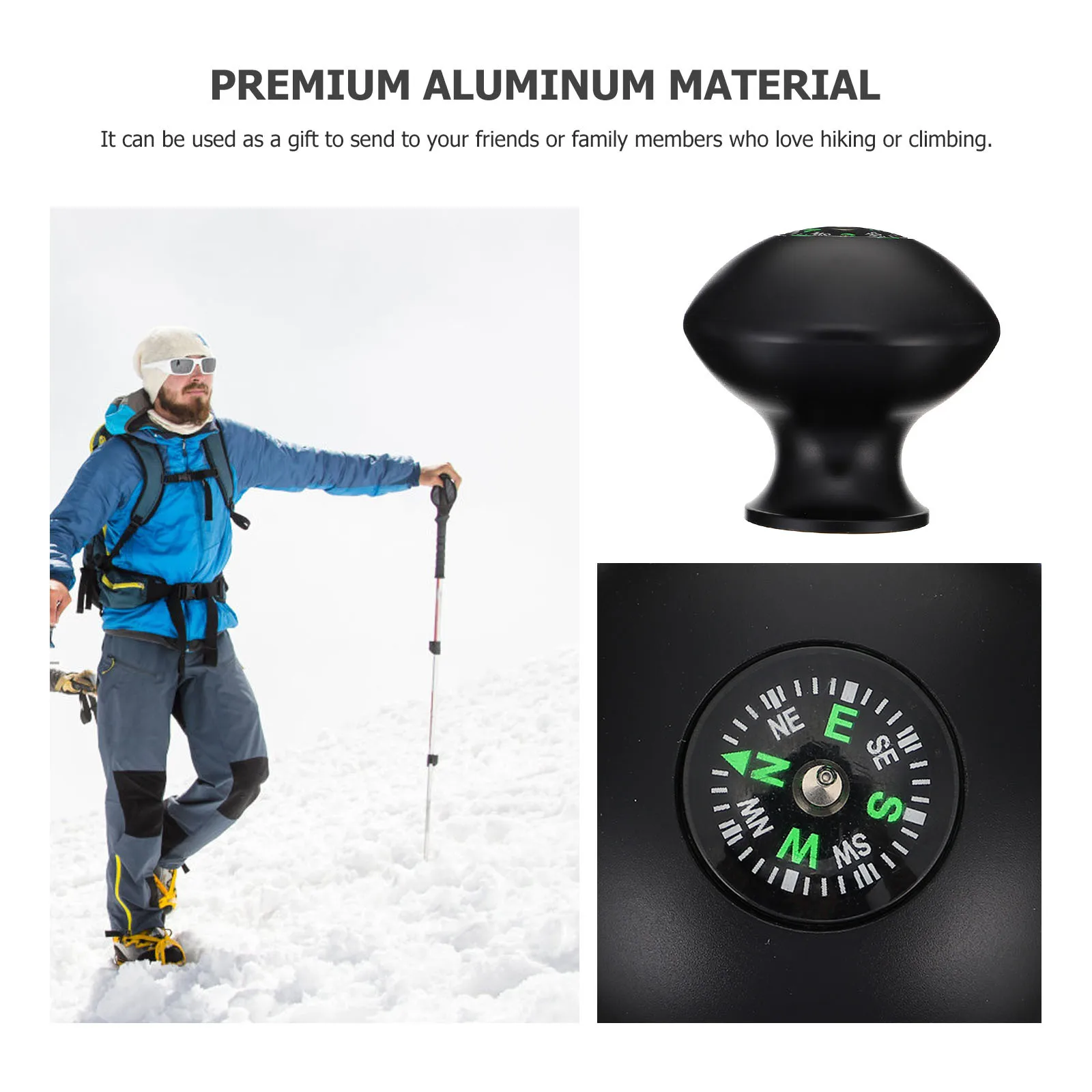 

1Pcs Trekking Pole Head Cover Premium Aluminum Durable Hiking Compass Outdoor Climbing Accessory Trekking Pole Head Cover