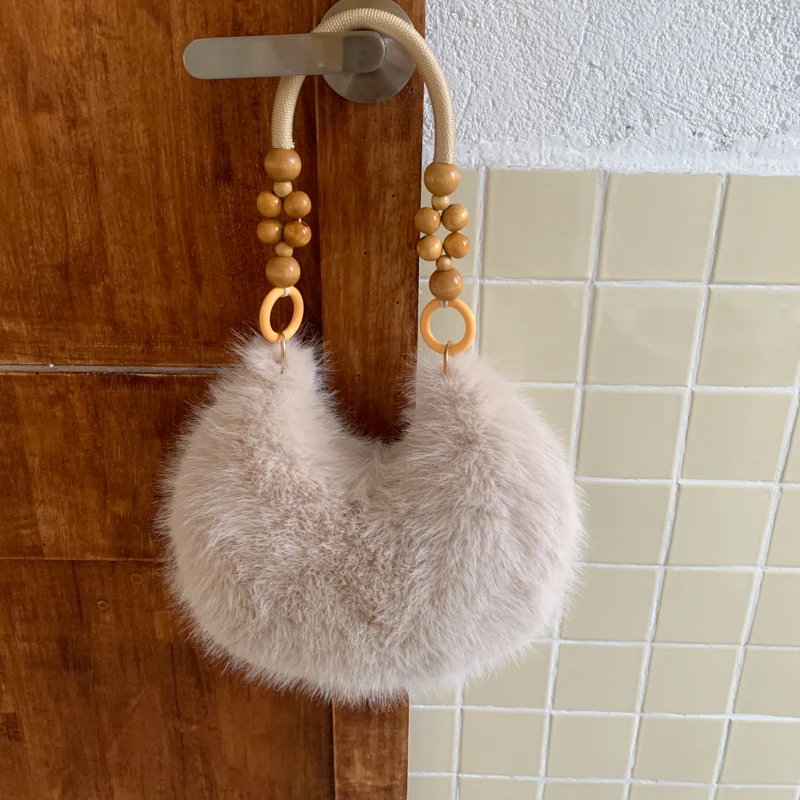 

Plush Solid Color Beading Shoulder Bags Autumn/winter Exquisite 2025 Hot Sale Bags for Women Temperament Versatile Shoulder Bags