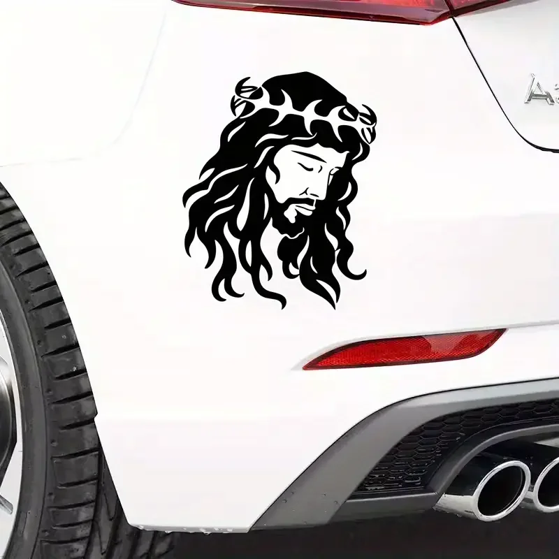 Jesus Face Silhouette Cut Out, In The Style Of Sgrafitto Car Sticker