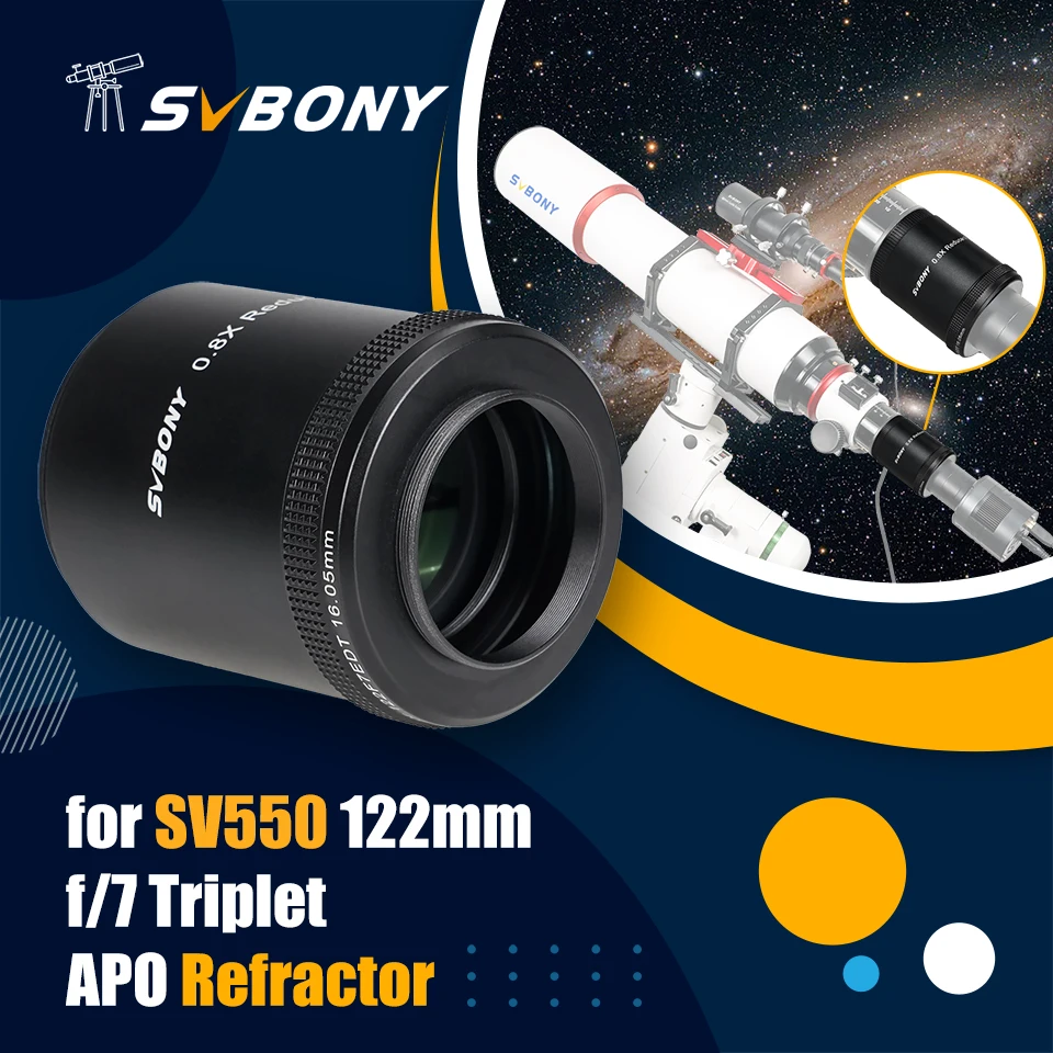SVBONY SV209 Brennweitenreduzierer/Feldflachmacher 0,8x für SV550 122mm f/7 Triplet APO Refraktor Schwarz – Detail 2