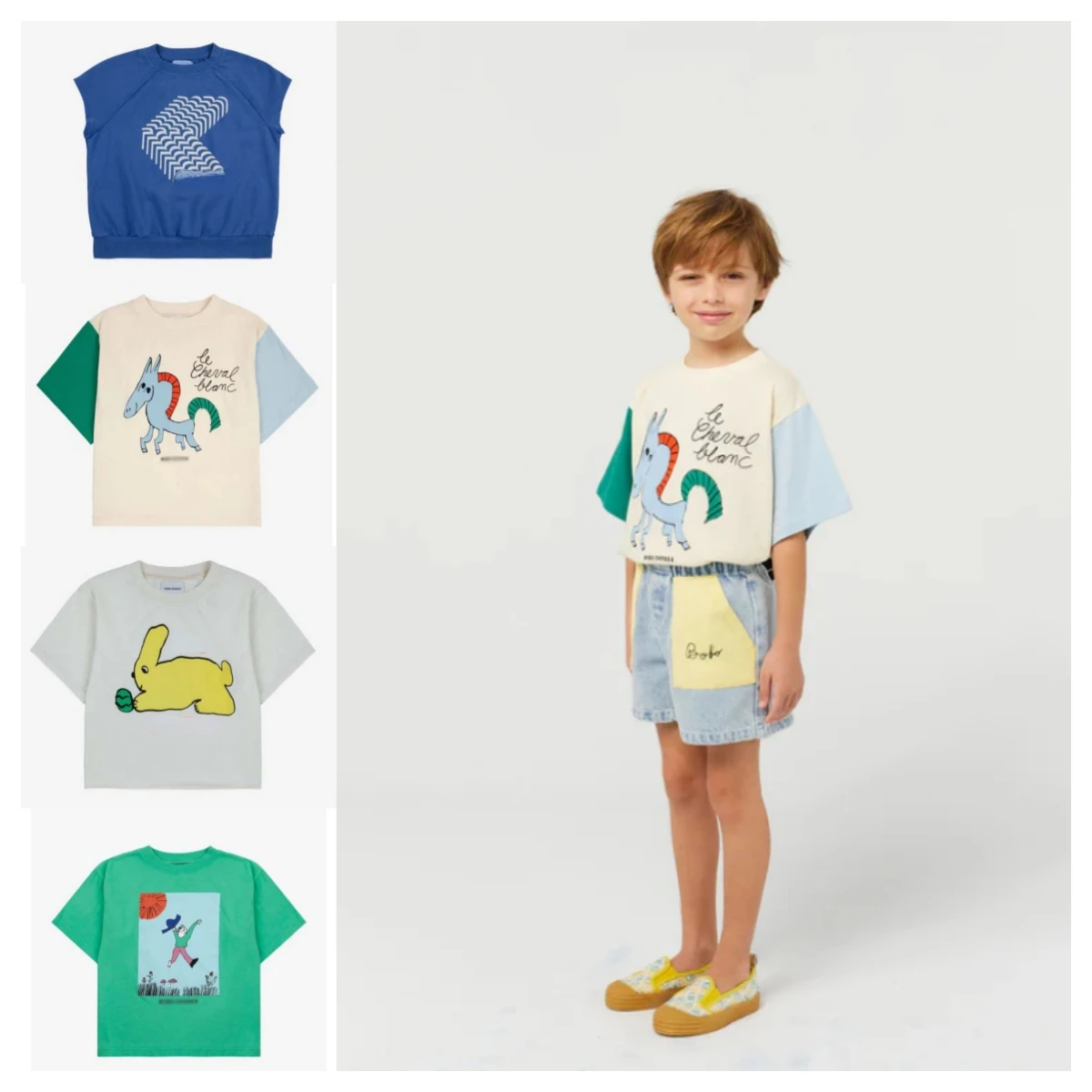 

T-shirt for Kids 2024 Summer Printed T-shirts for Boys and Girls, Cotton Round Neck Tops, Short Sleeves Kids Clothes