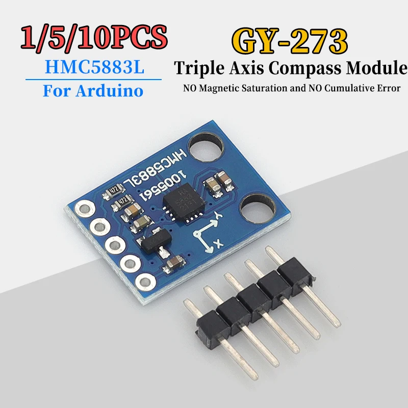 1/5/10Pcs GY-273 3V/5V HMC5883L Triple Axis Compass Magnetometer Sensor Module Three Axis Magnetic Field Module For Arduino