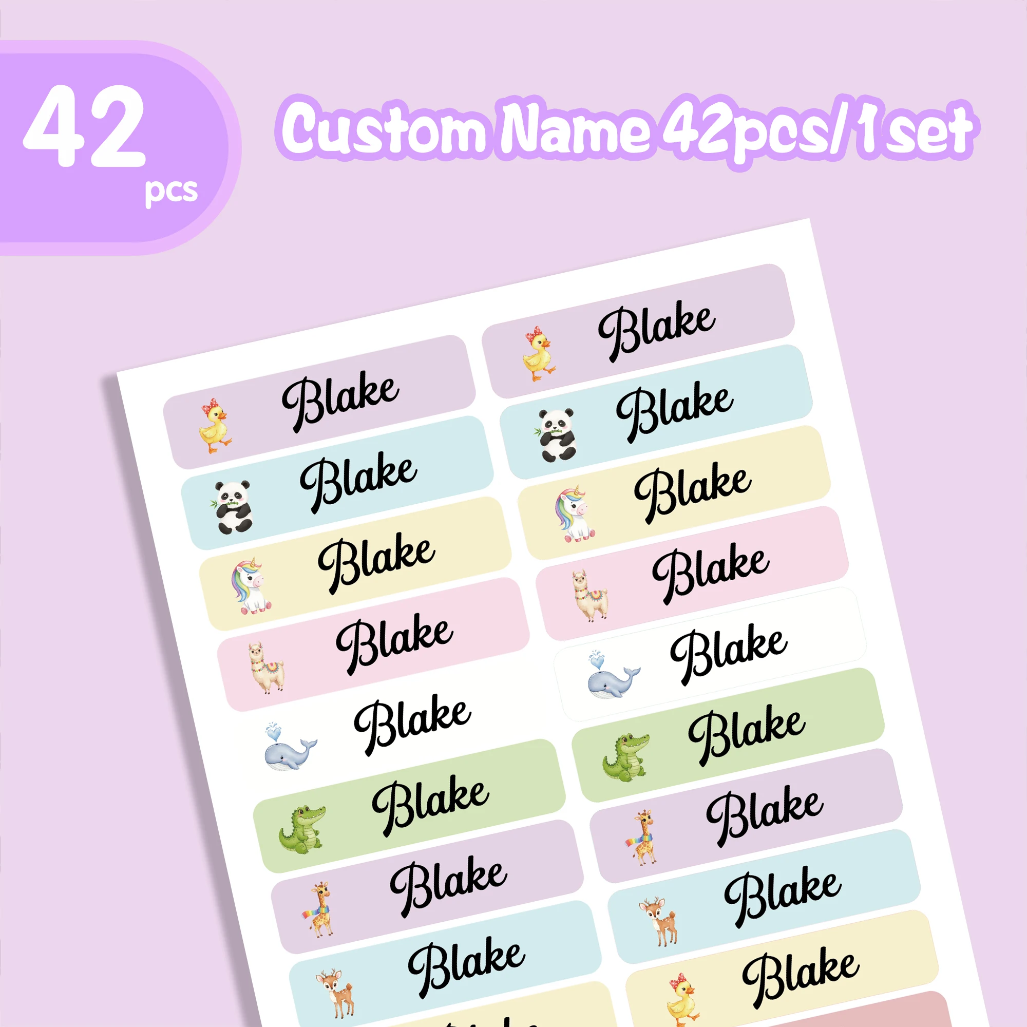 42/84/126/168pcs animals Custom Name Stickers Customizable Tag Customized Label Pencil Stickers Personal Office Supplies
