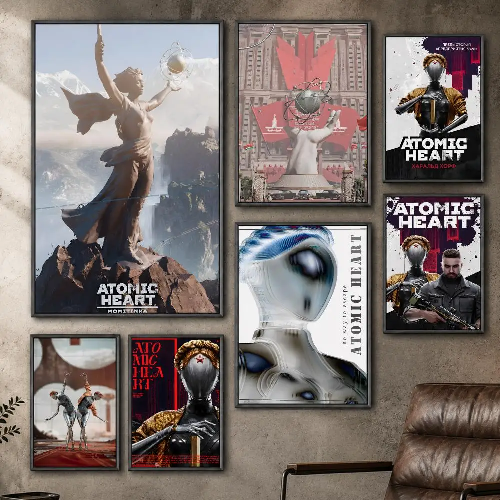 Game Atomic Heart Sci Fi Action FPS Poster  PP Self Adhesive Home Garage Dorm Bar Wall Decor Aesthetic Retro Gift