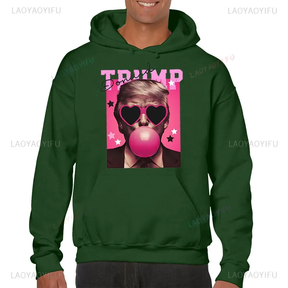 Donald Trump Sweatshirt Election Trump Pink Sun Glasses Trump Bubble Gum Drop-shoulder Sleeve Hoodies Bubblegum Hoody